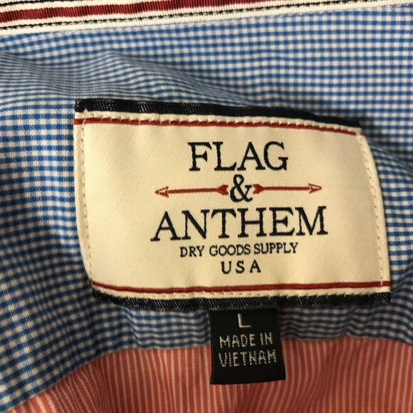 FLAG & ANTHEM - MEN'S LARGE - PINK LONG SLEEVE COLLARED BUTTON COTTON SHIRT - Picture 7 of 7